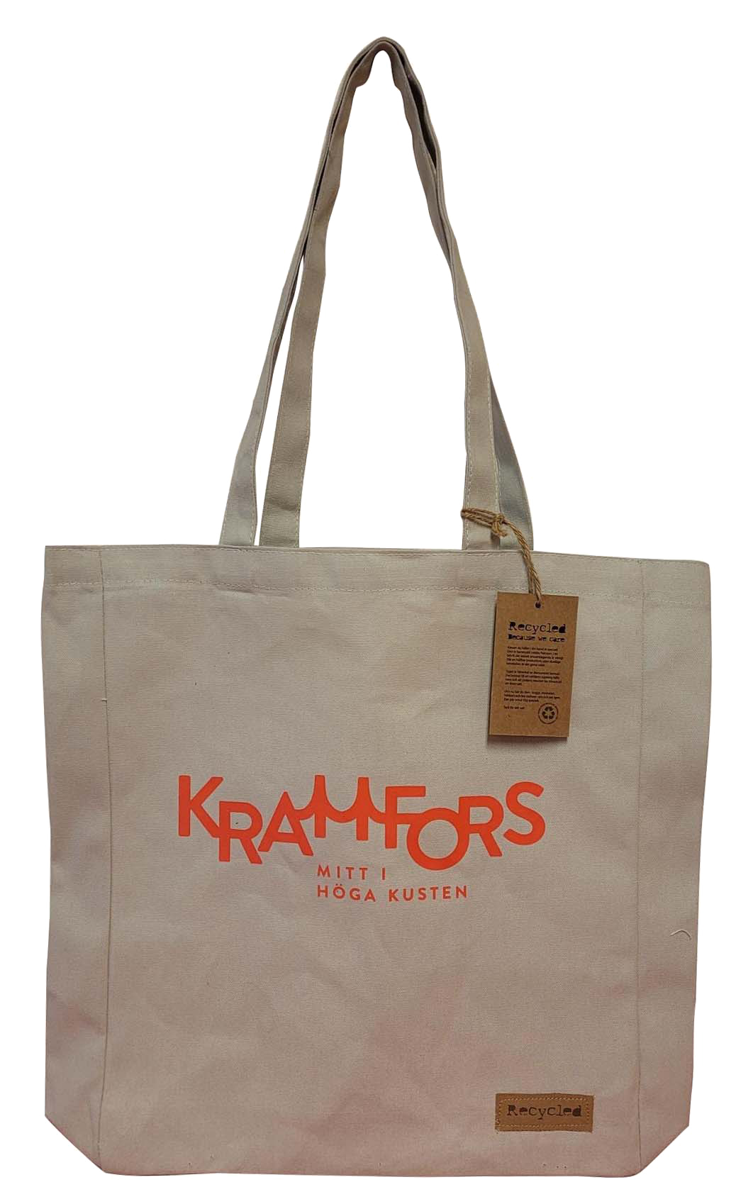 Väska i ekologiskt material med logotype Kramfors mitt i höga kusten